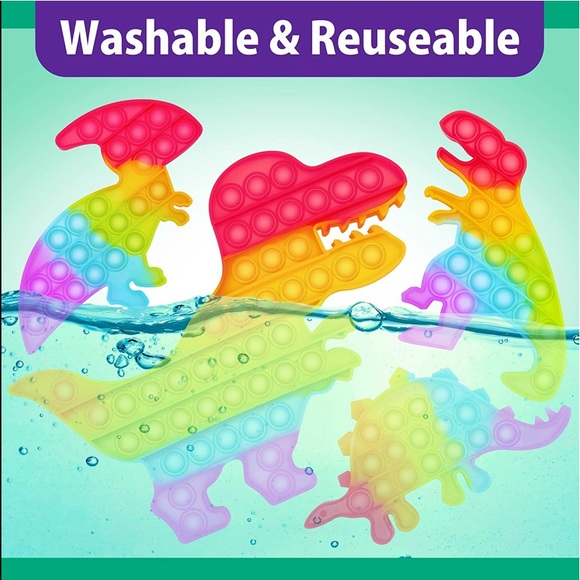 5 pack- Dinosaur Pop its - Glow in the Dark - Picture 6 of 7